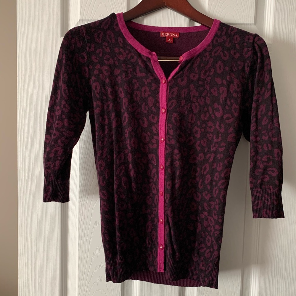 Merona Pink Leopard Print Cardigan